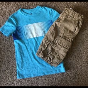 Boys size 8 cargo shorts & tee - EUC